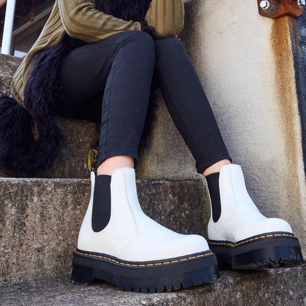 White platform doc boots